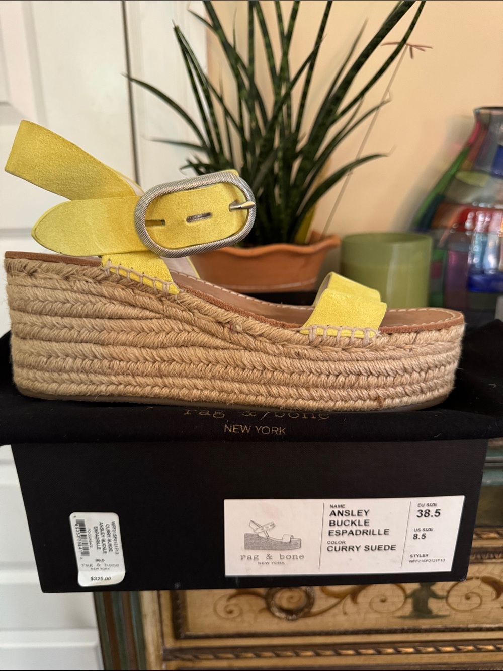 Rag & Bone Yellow Suede Espadrille Platform Sandals 8.5